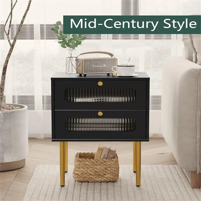 Small Nightstand with Drawers for Bedroom - 11.8D x 15.7W x 22.4H