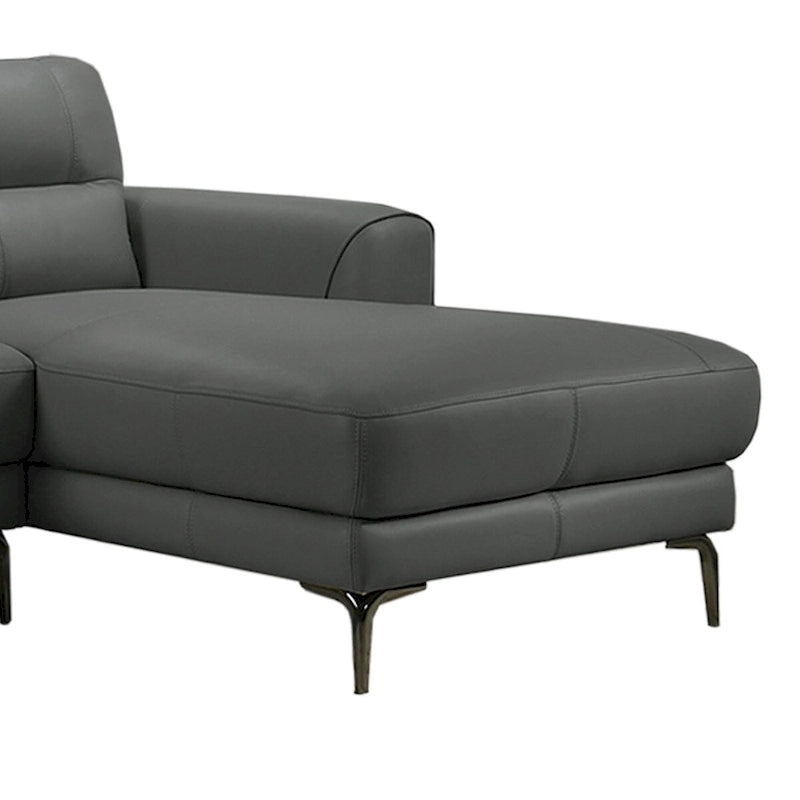2 Piece Faux Leather Sectional Set with Metal Legs