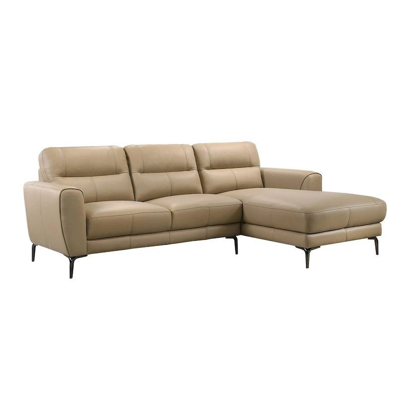 2 Piece Faux Leather Sectional Set with Metal Legs