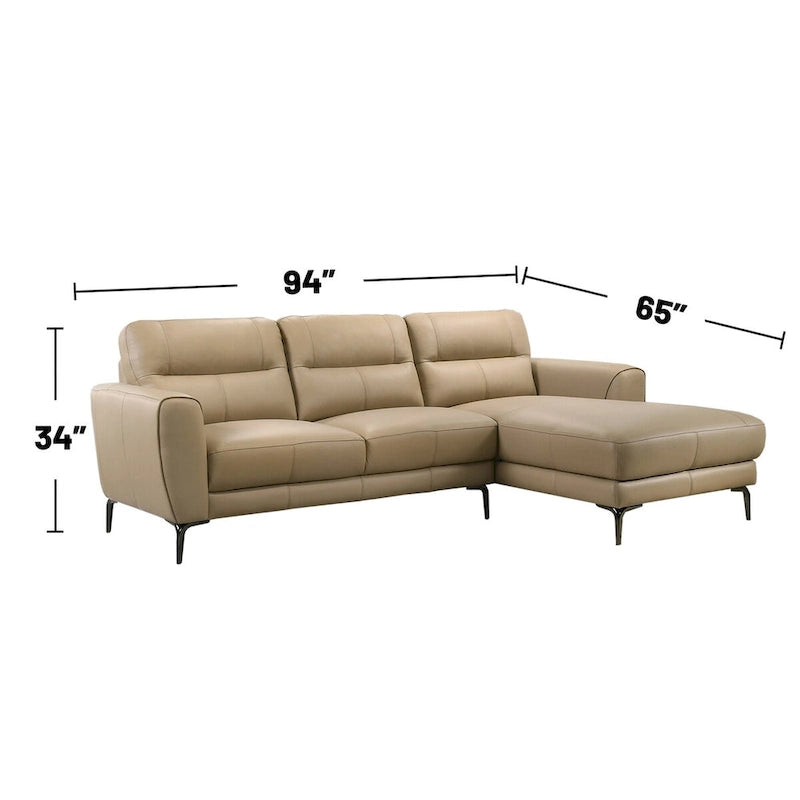 2 Piece Faux Leather Sectional Set with Metal Legs