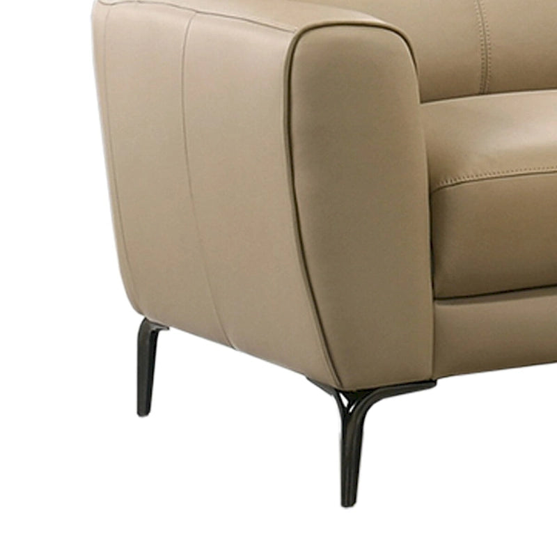 2 Piece Faux Leather Sectional Set with Metal Legs