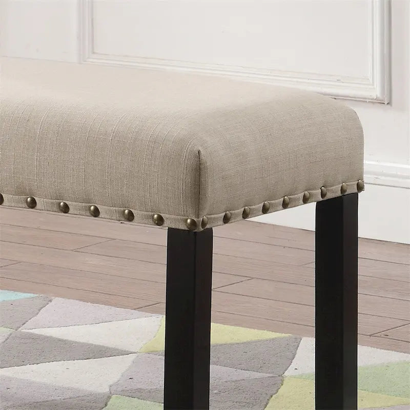 Fabric Dining Bench with Nailhead Trim and Wood Frame