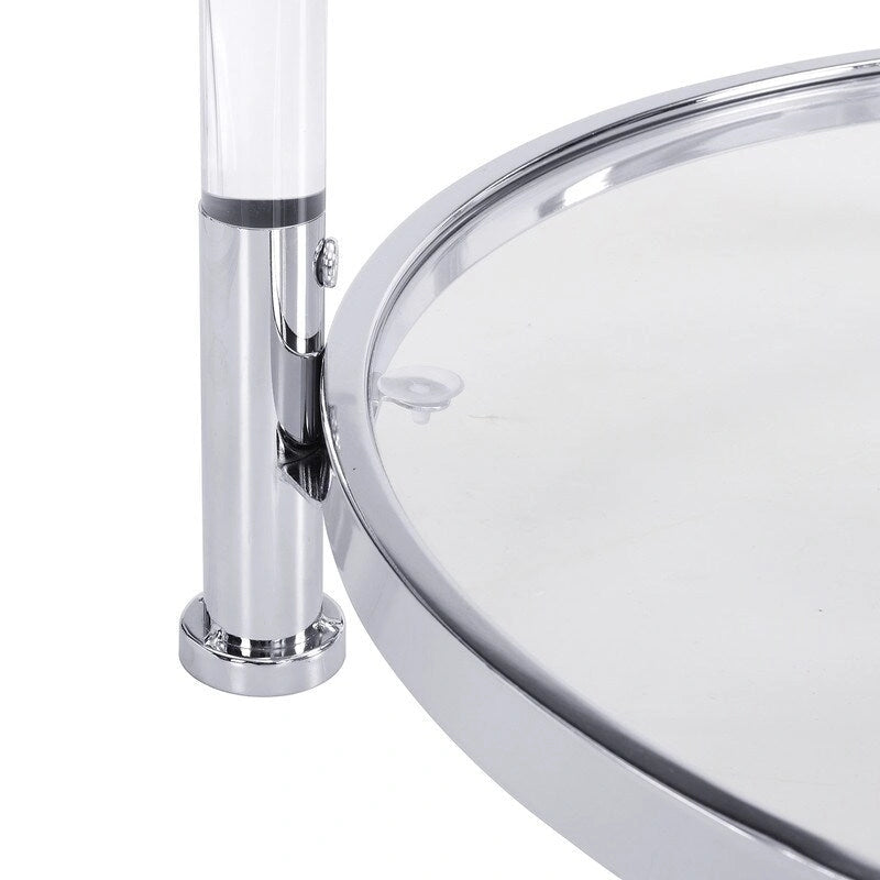 Grondin Modern Contemporary 2-Tier Tempered Glass Top End Table Side Table with Steel and Acrylic Frame