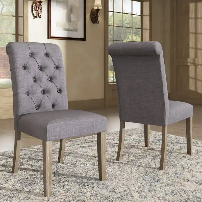 Benchwright Linen Tufted Dining Chair with Grey Finish Legs (Set of 2) by iNSPIRE Q Artisan
