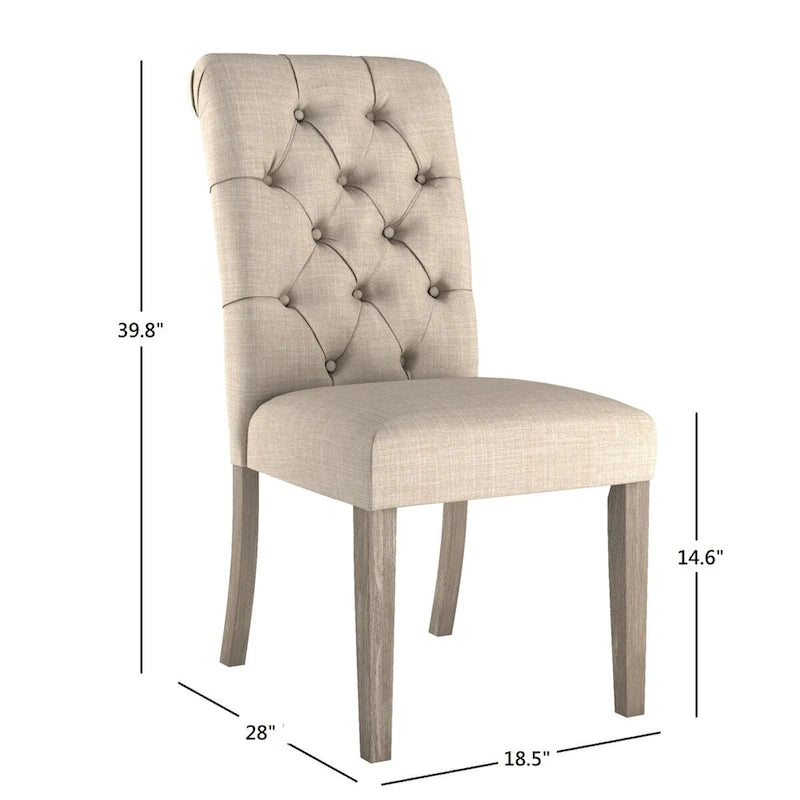Benchwright Linen Tufted Dining Chair with Grey Finish Legs (Set of 2) by iNSPIRE Q Artisan