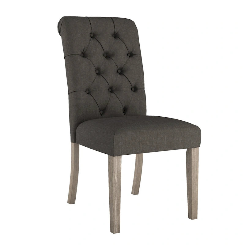 Benchwright Linen Tufted Dining Chair with Grey Finish Legs (Set of 2) by iNSPIRE Q Artisan