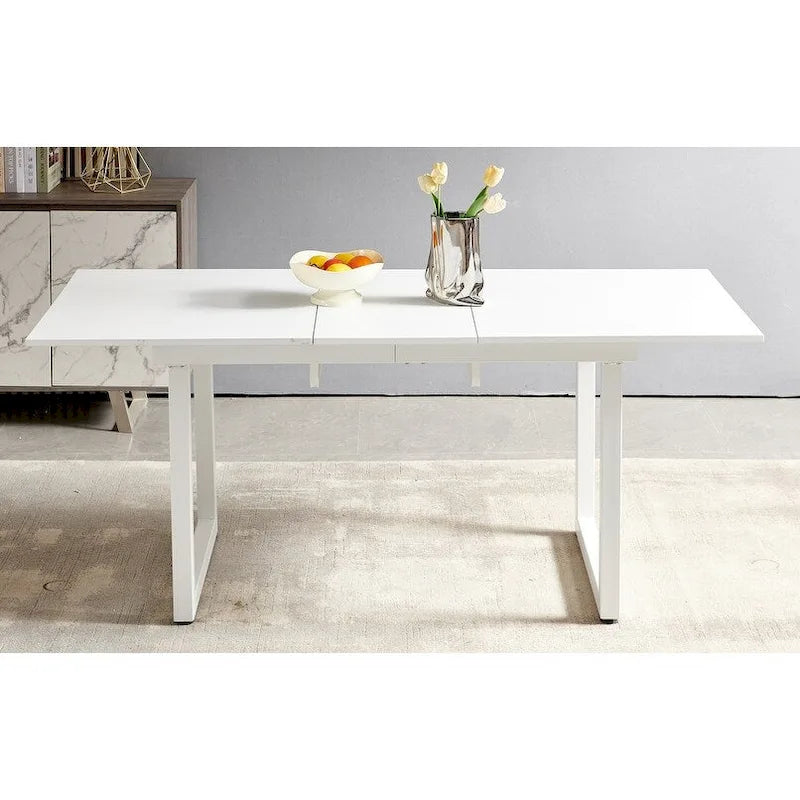 Square Extendable Dining Table with metal leg,Modern Space Saving Kitchen Table( 70.86 W x 31.5 D x 29.5 H)