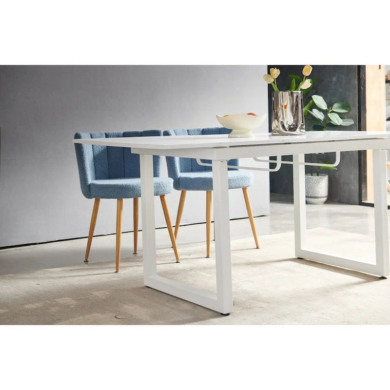 Square Extendable Dining Table with metal leg,Modern Space Saving Kitchen Table( 70.86 W x 31.5 D x 29.5 H)