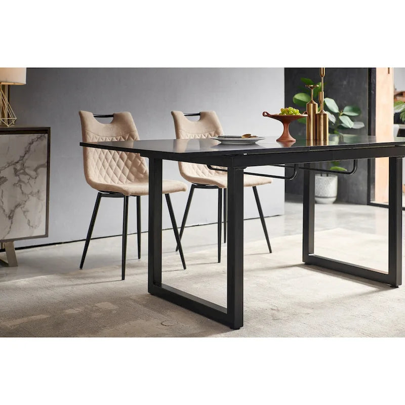 Square Extendable Dining Table with metal leg,Modern Space Saving Kitchen Table( 70.86 W x 31.5 D x 29.5 H)