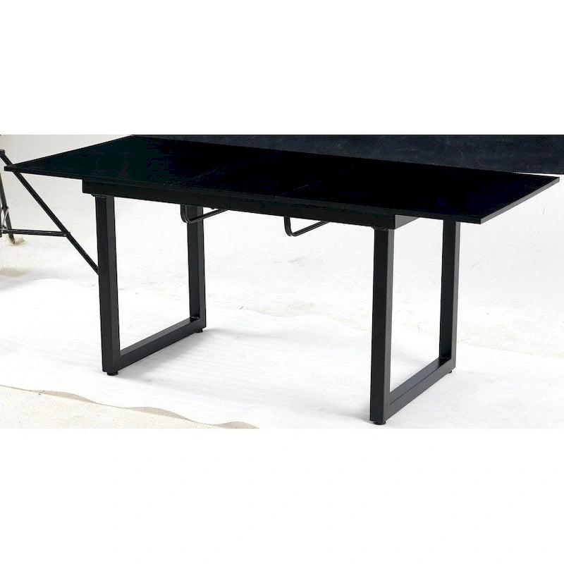 Square Extendable Dining Table with metal leg,Modern Space Saving Kitchen Table( 70.86 W x 31.5 D x 29.5 H)