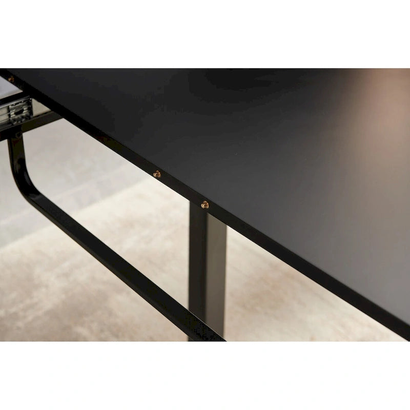 Square Extendable Dining Table with metal leg,Modern Space Saving Kitchen Table( 70.86 W x 31.5 D x 29.5 H)