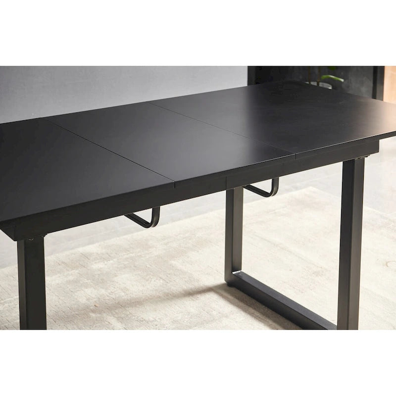 Square Extendable Dining Table with metal leg,Modern Space Saving Kitchen Table( 70.86 W x 31.5 D x 29.5 H)