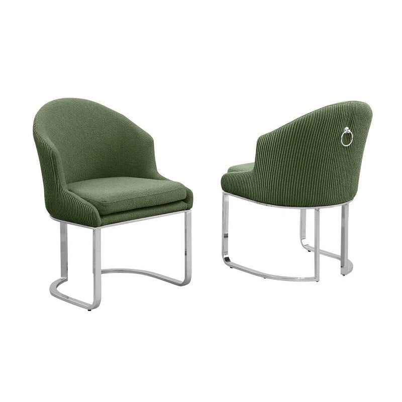 Best Quality Furniture Teddy Fabric Chrome Dining Chairs (Set of 2) - N/A