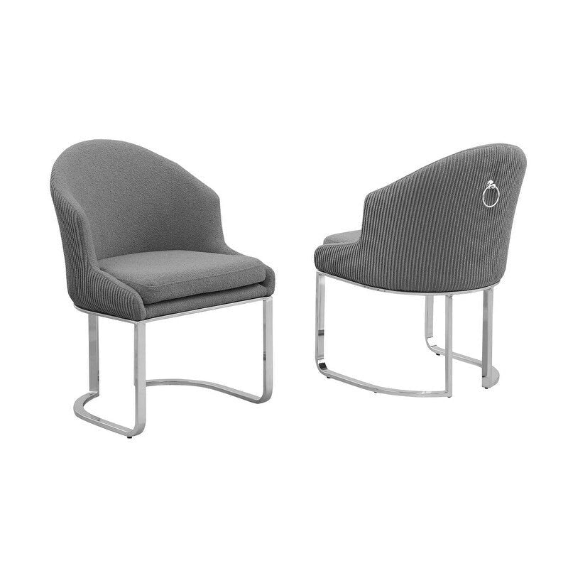 Best Quality Furniture Teddy Fabric Chrome Dining Chairs (Set of 2) - N/A