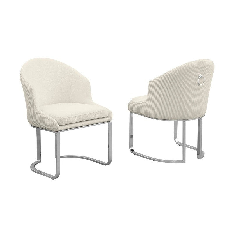 Best Quality Furniture Teddy Fabric Chrome Dining Chairs (Set of 2) - N/A