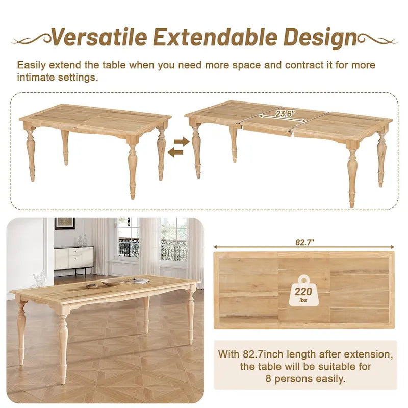 9-Piece Extendable Dining Table Set with 8 Upholstered Dining Chairs