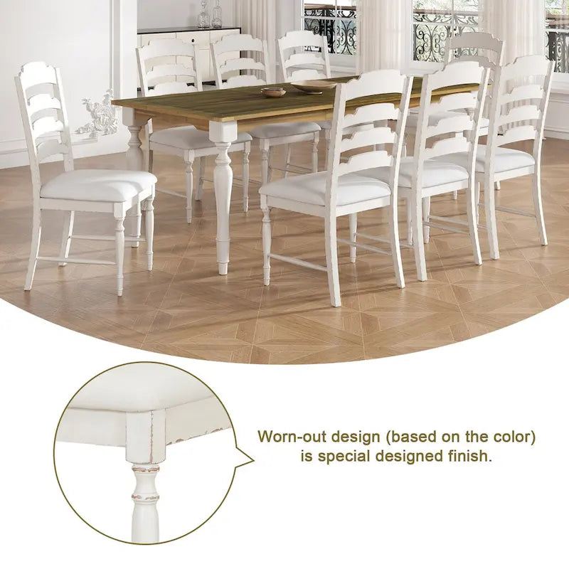 9-Piece Extendable Dining Table Set with 8 Upholstered Dining Chairs