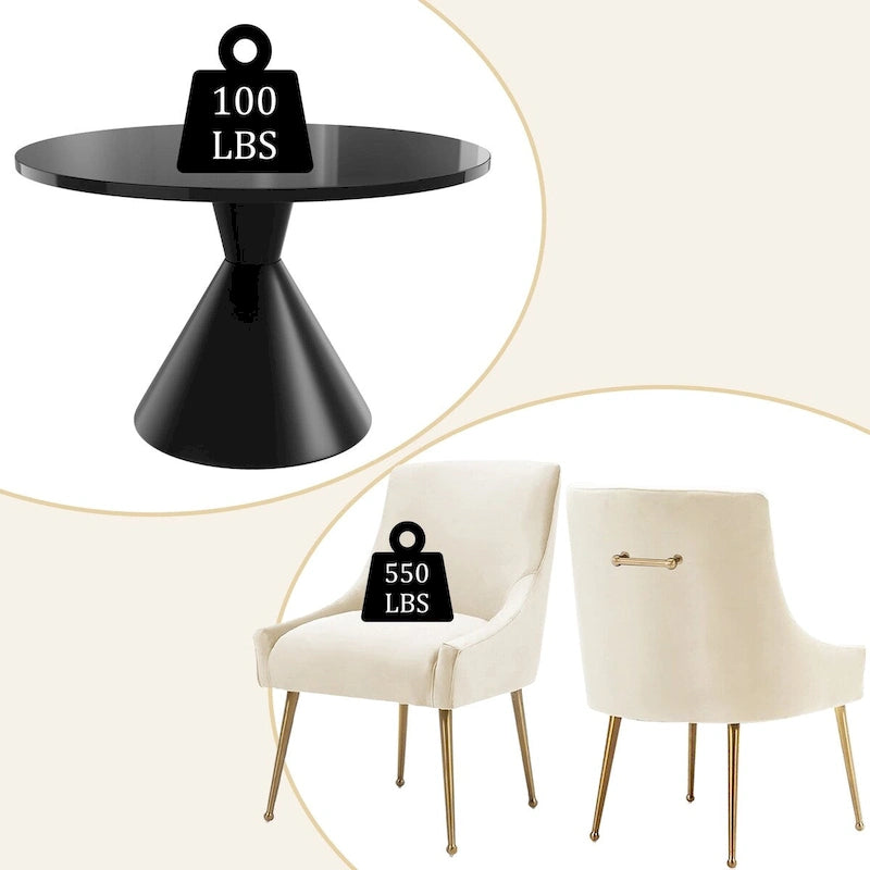 48 Light Luxury Black High Gloss Large Countertop Dining Table with Velvet Dining Chair Set