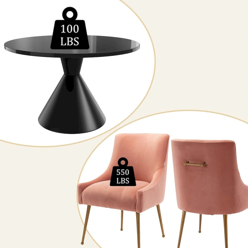 48 Light Luxury Black High Gloss Large Countertop Dining Table with Velvet Dining Chair Set