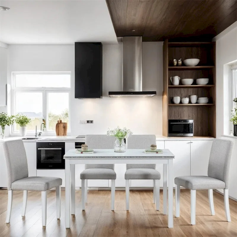 5-piece Wood Dining Counter Height Table and Chair Set