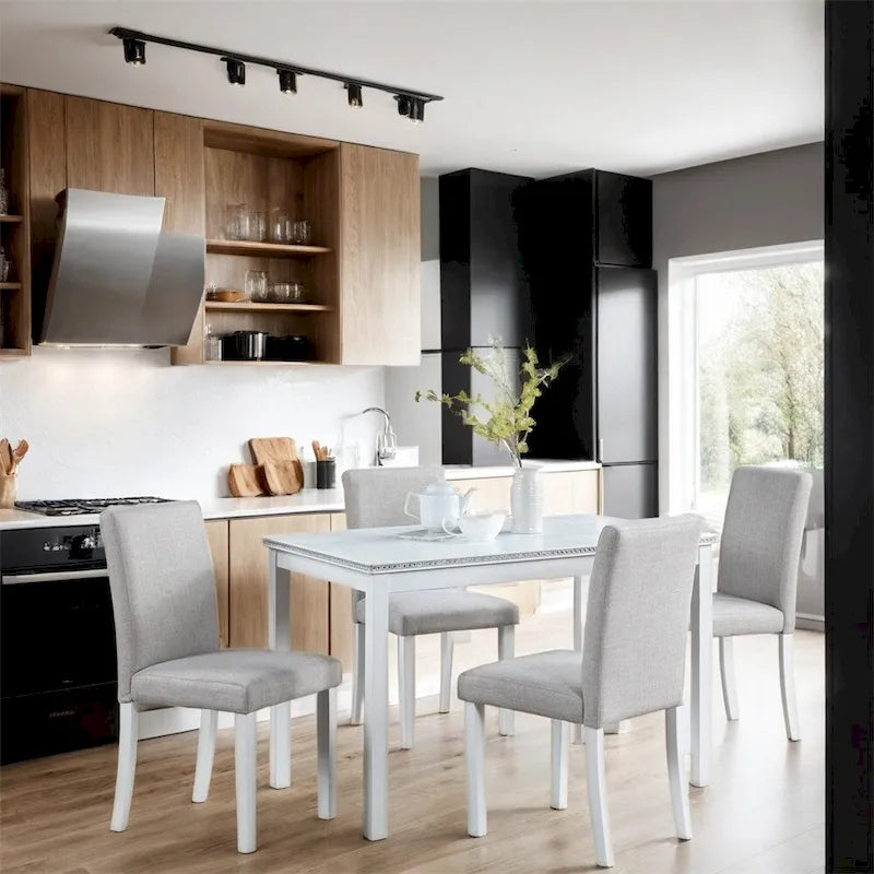 5-piece Wood Dining Counter Height Table and Chair Set