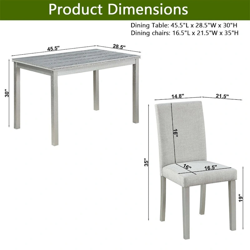 5-piece Wood Dining Counter Height Table and Chair Set