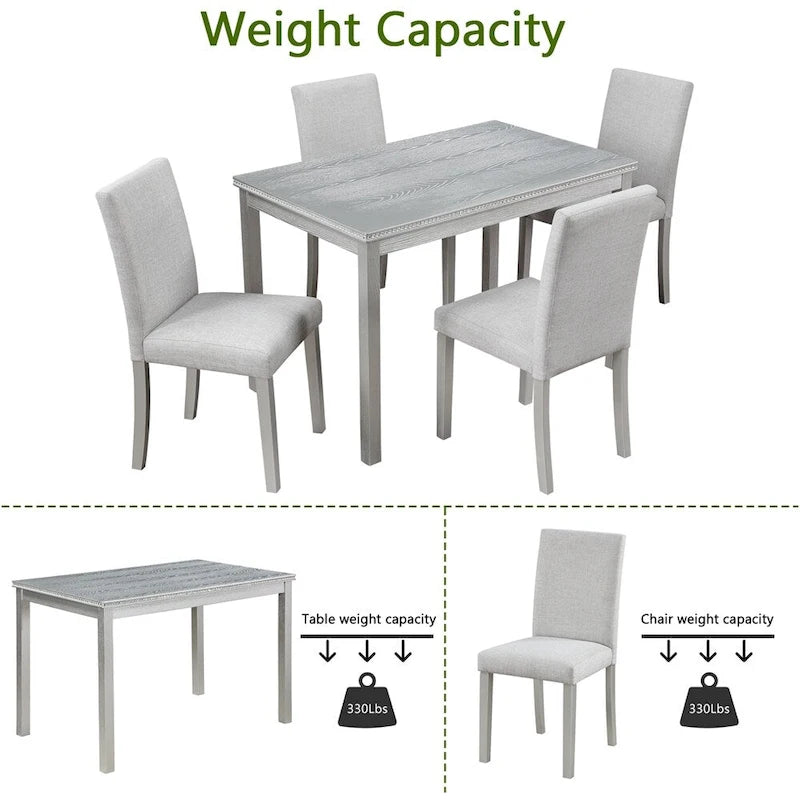 5-piece Wood Dining Counter Height Table and Chair Set