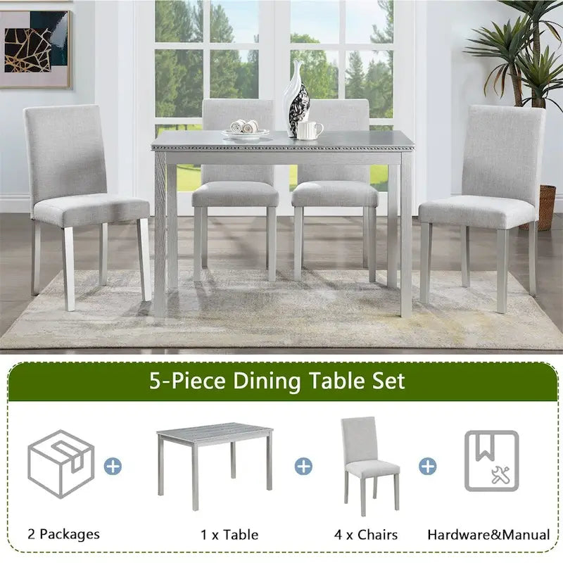 5-piece Wood Dining Counter Height Table and Chair Set