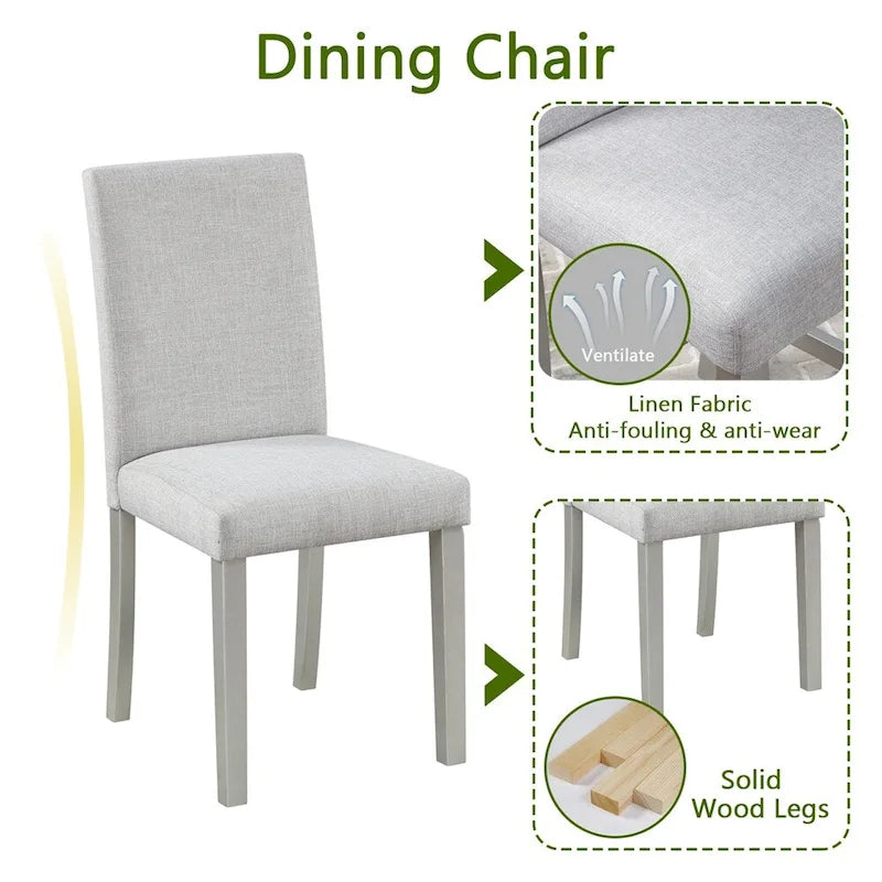 5-piece Wood Dining Counter Height Table and Chair Set