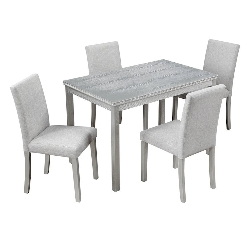 5-piece Wood Dining Counter Height Table and Chair Set