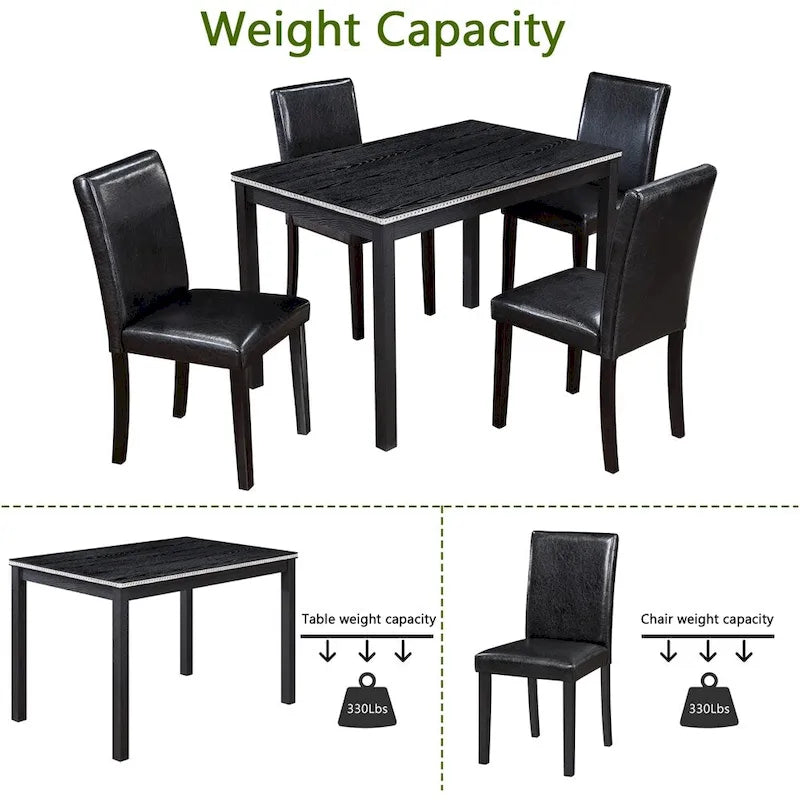 5-piece Wood Dining Counter Height Table and Chair Set