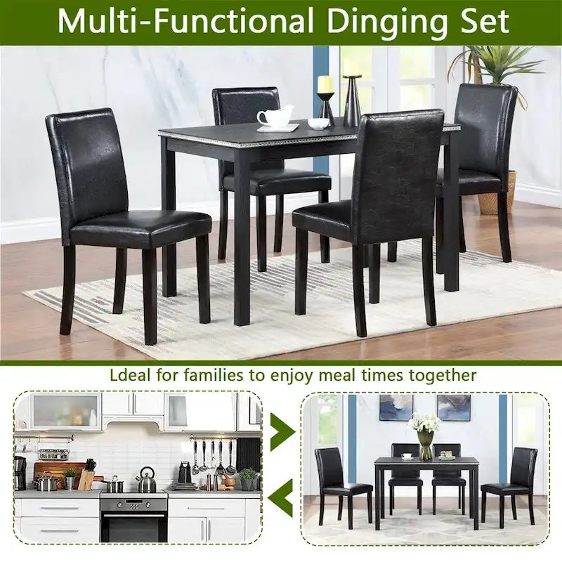 5-piece Wood Dining Counter Height Table and Chair Set