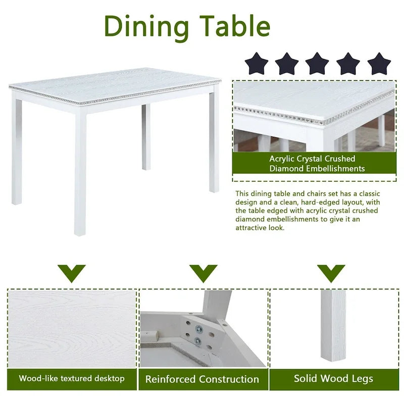 5-piece Wood Dining Counter Height Table and Chair Set