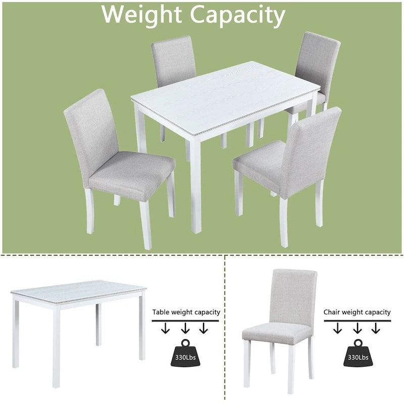 5-piece Wood Dining Counter Height Table and Chair Set