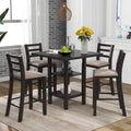 5 Piece Counter Height Square Dining Table Set with 4 Chairs
