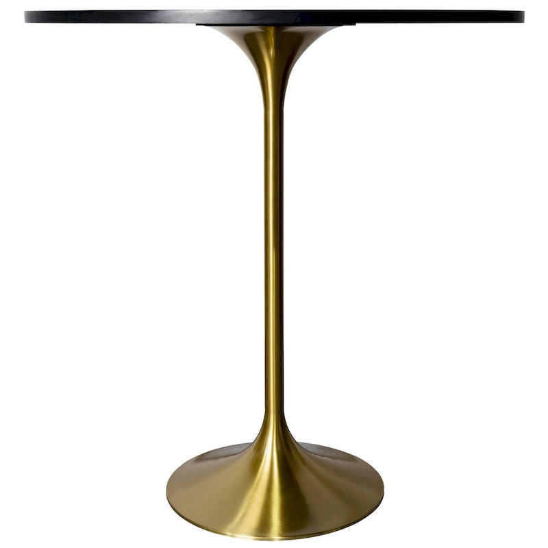 LeisureMod Verve 36 Round Dining Table with MDF Wood TableTop and Brushed Gold Base for Kitchen & Dining Room