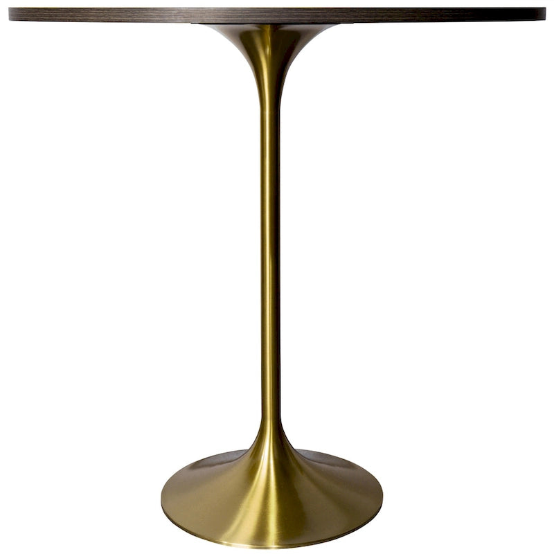 LeisureMod Verve 36 Round Dining Table with MDF Wood TableTop and Brushed Gold Base for Kitchen & Dining Room