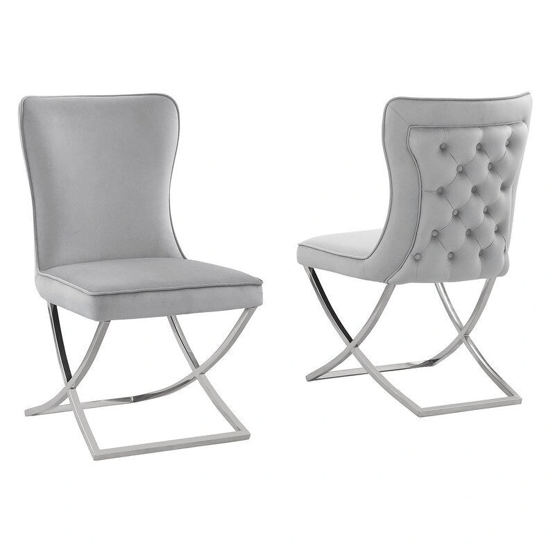 Best Master Furniture Leanne Velvet Upholstered Tufted Side Chairs - N/A