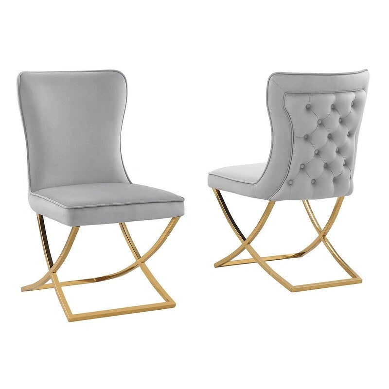 Best Master Furniture Leanne Velvet Upholstered Tufted Side Chairs - N/A