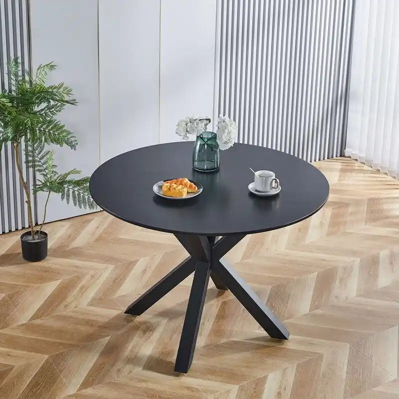 Grondin Mid-Century Modern Round Dininig Table with MDF Top and Pedestal Base, 42.1 End Table Leisure Table