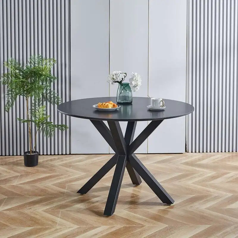 Grondin Mid-Century Modern Round Dininig Table with MDF Top and Pedestal Base, 42.1 End Table Leisure Table