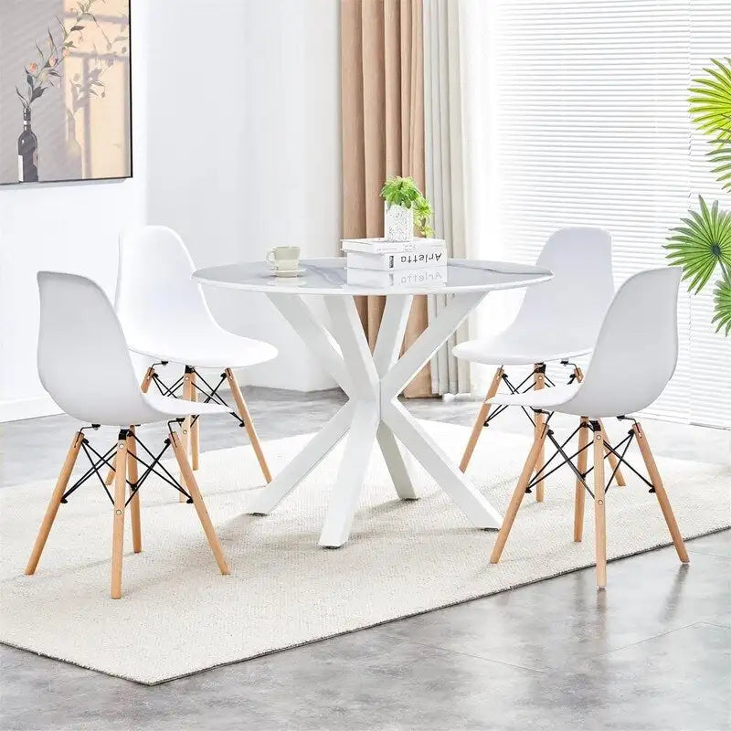 Grondin Mid-Century Modern Round Dininig Table with MDF Top and Pedestal Base, 42.1 End Table Leisure Table