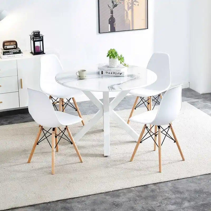 Grondin Mid-Century Modern Round Dininig Table with MDF Top and Pedestal Base, 42.1 End Table Leisure Table