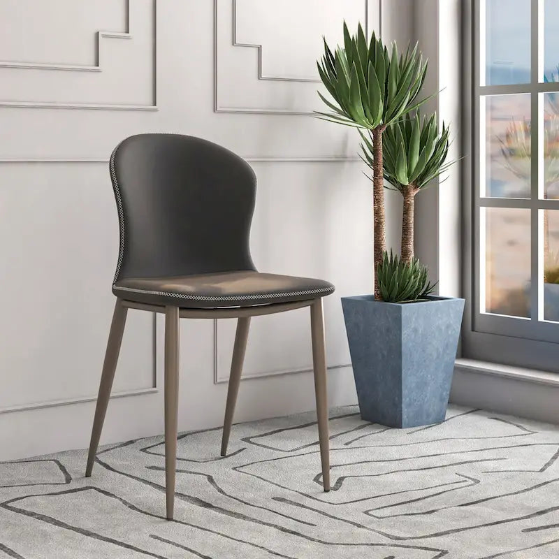 Mosaic Modern Upholstered Fabric Dining Chair with Metal Legs by LeisureMod