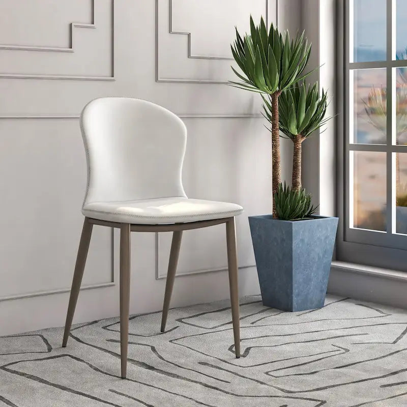 Mosaic Modern Upholstered Fabric Dining Chair with Metal Legs by LeisureMod