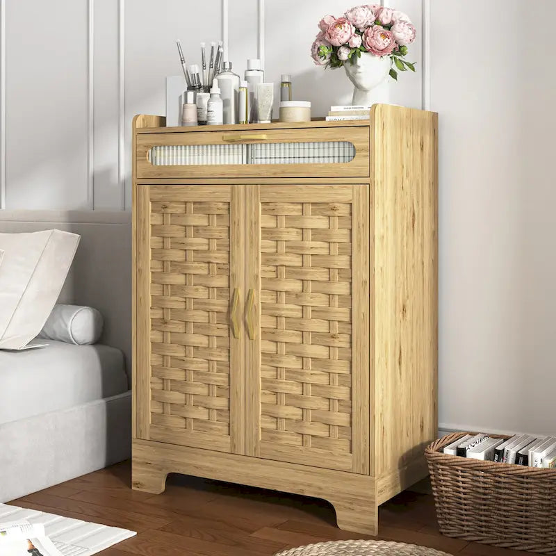 Coffee Bar Cabinet Buffet Sideboard with Drawer and Adjustable Shelf