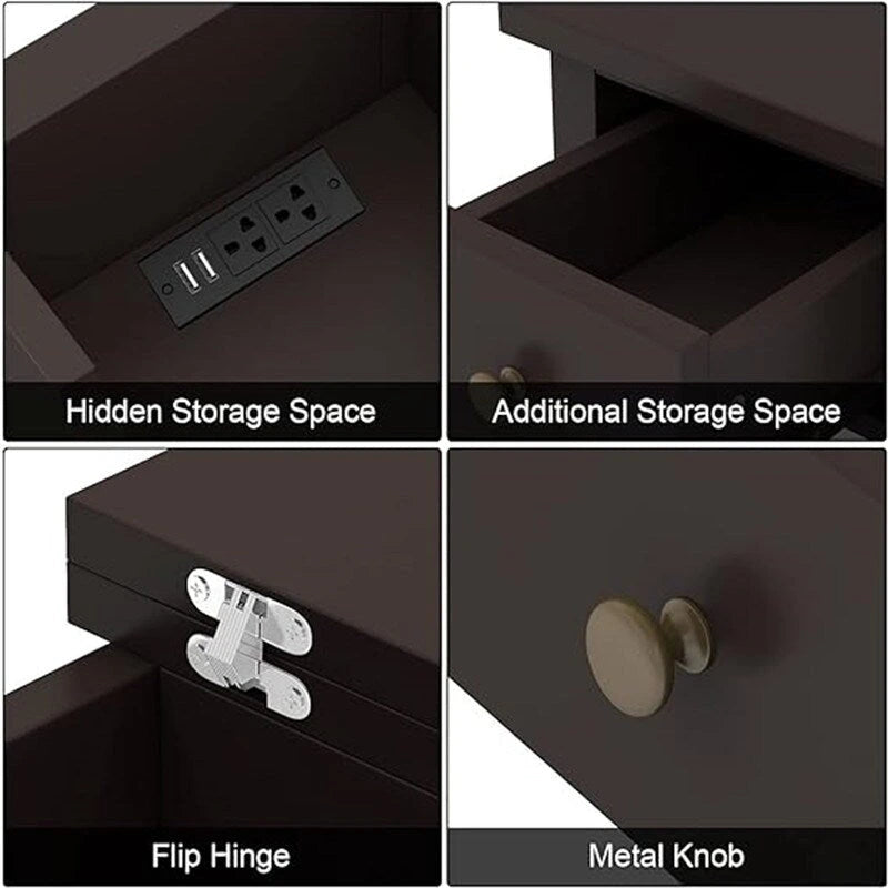 End Table with Flip Top and Charging Station