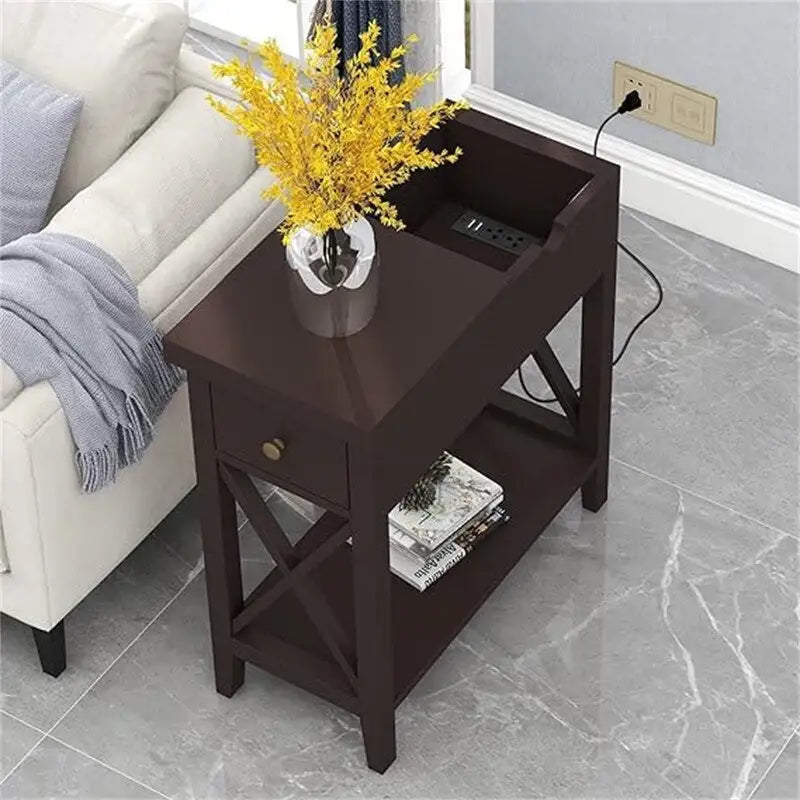 End Table with Flip Top and Charging Station
