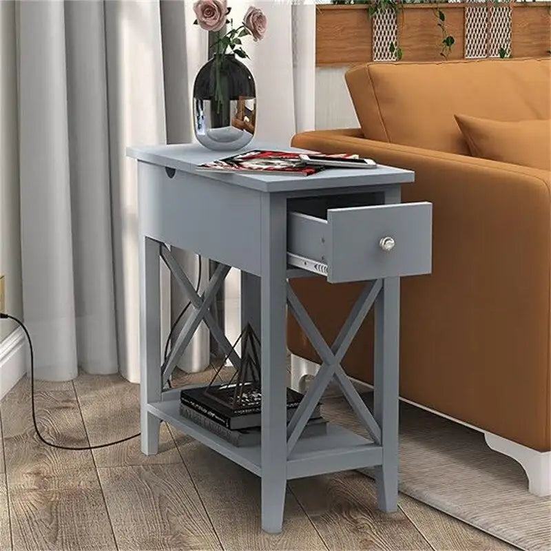 End Table with Flip Top and Charging Station
