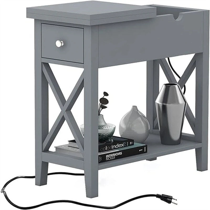 End Table with Flip Top and Charging Station